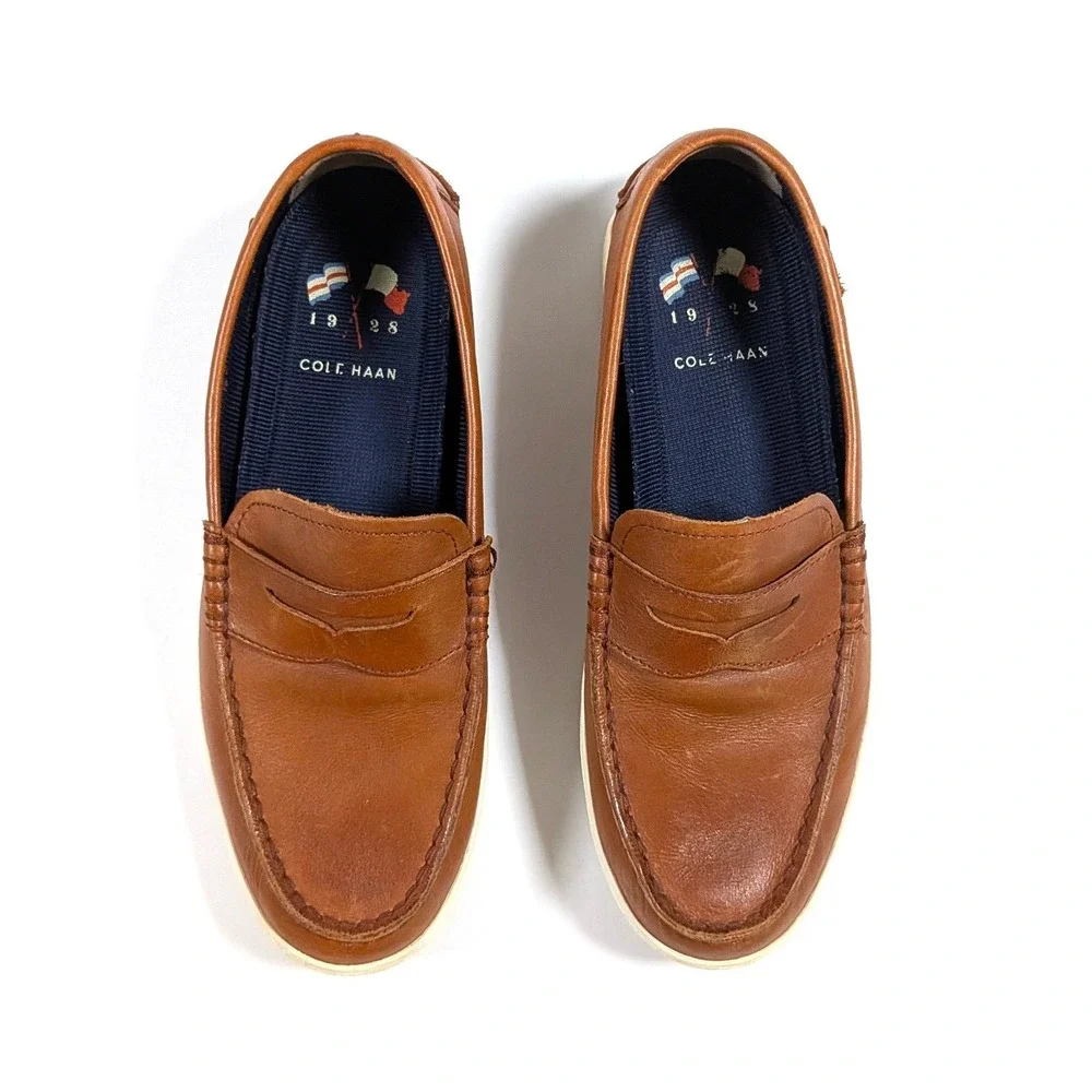 Cole Haan Grand.OS Nantucket Penny Loafers Brown Tan Leather Preppy Mens Sz 8.5M